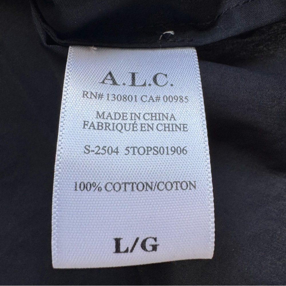 A.L.C Jade Black Cotton Eyelet Embroidered Short Sleeves Blouse Top size L - Picture 9 of 14